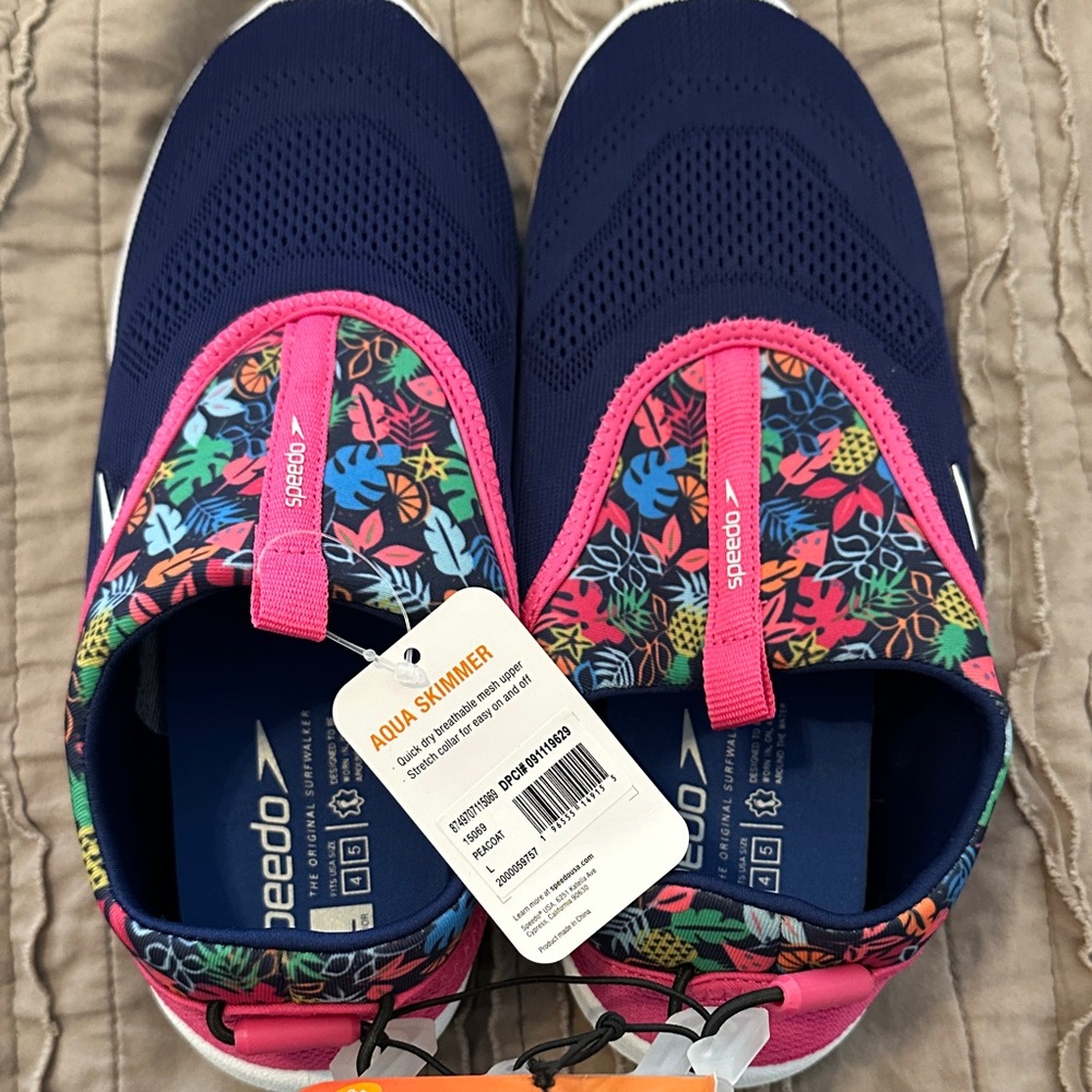 Speedo kids  Floral Aqua Shoes - Navy and Pink